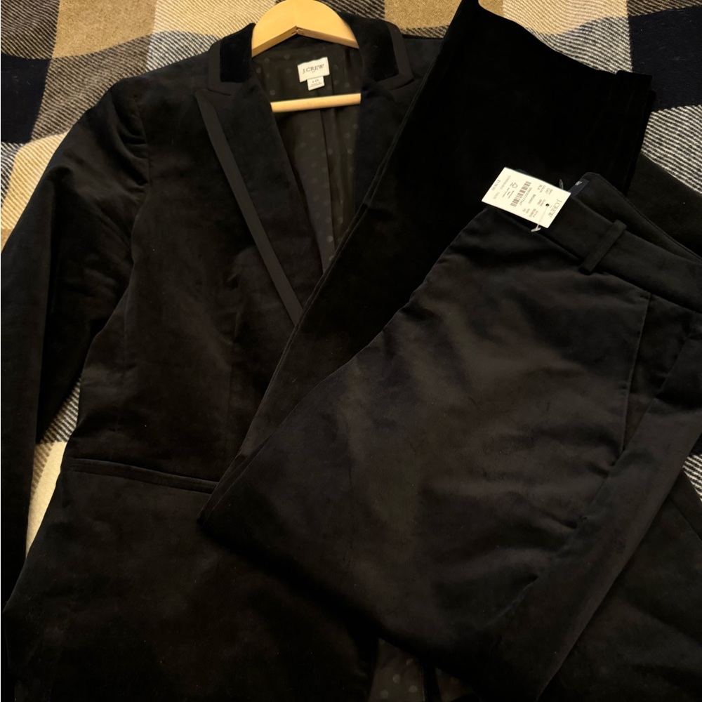Black Suede Pantsuit J Crew. Size 10.